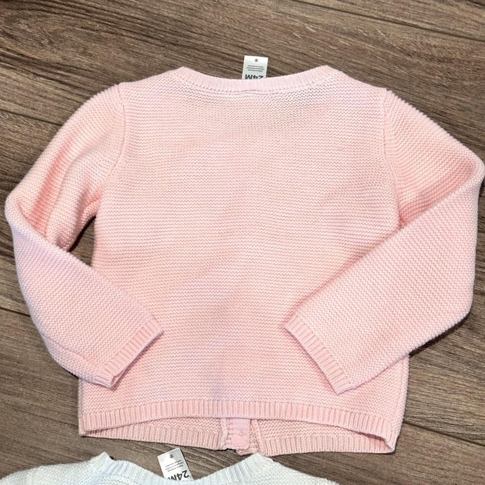 Carter’s Girls 24 Months White and Light Pink Button Up Knit Textured Cardigans - Picture 8 of 8